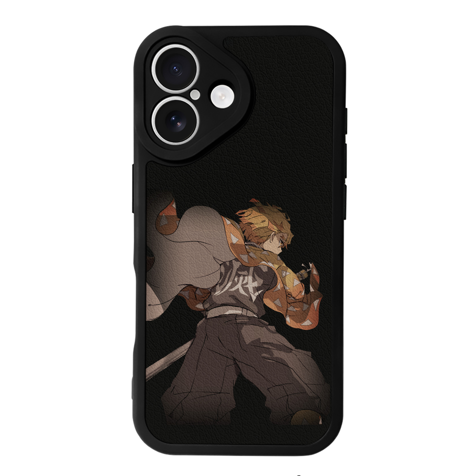（画像用） 鬼滅の刃（きめつのやいば）我妻 善逸／あがつま ぜんいつ Agatsuma Zenitsu 【iPhone 16シリーズ対応】シリコンスマホケース（レザー調） 材質：シリコン